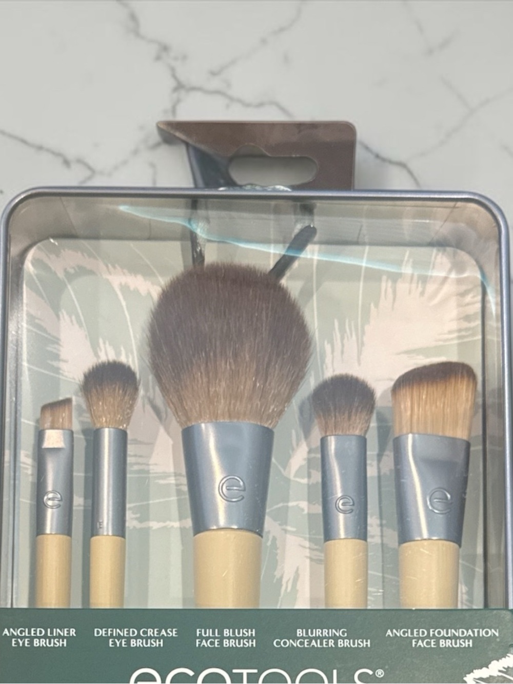 NWT Ecotools Natural Beige Handle Brush Set with Silver Ferrules - Picture 5 of 5